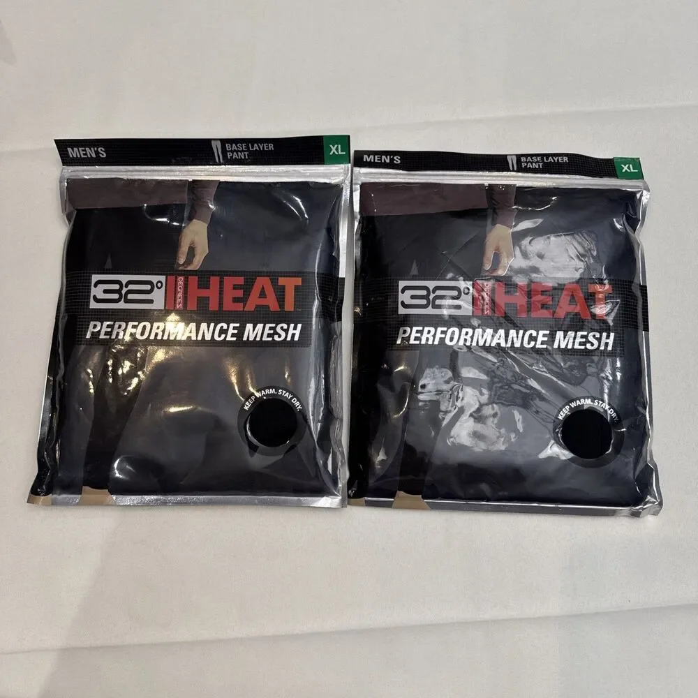 Lot (2) 32° Heat Men's Performance Thermal Base Layer Pant Size XL Black NIP